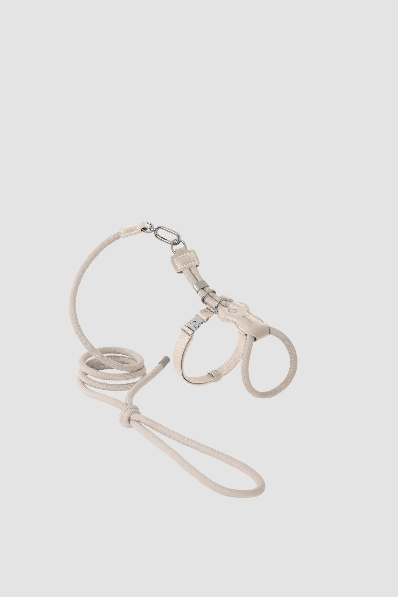 Leather Round Rope Cat Harness Set