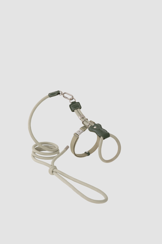 Leather Round Rope Cat Harness Set
